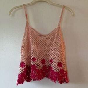 Free People Pink Crochet Knit Top